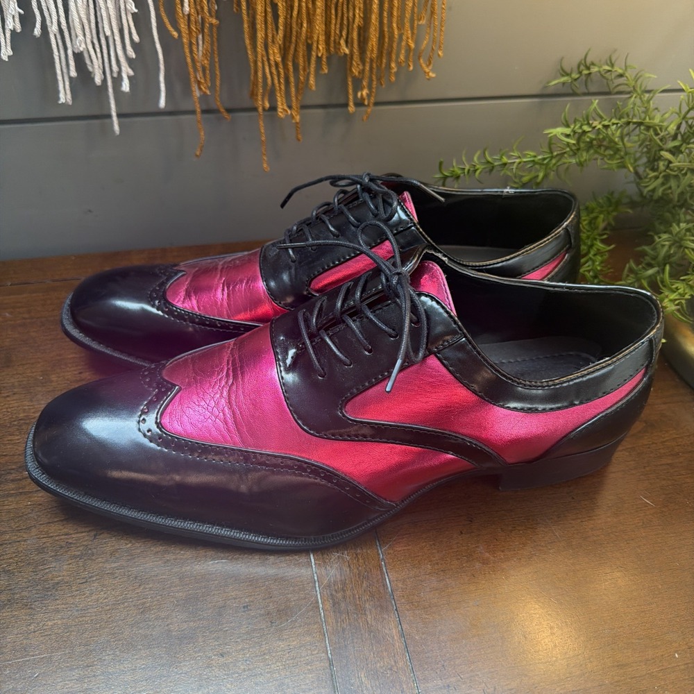 Bolano - Lawson Black and Hot Pink Mens Formal Tuxedo Dress Shoes Size 15